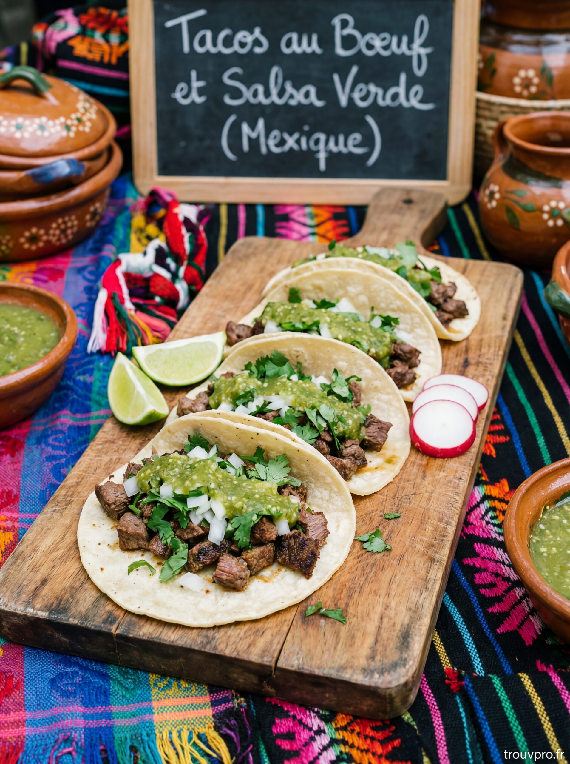 Tacos au Bœuf et Salsa Verde (Mexique)