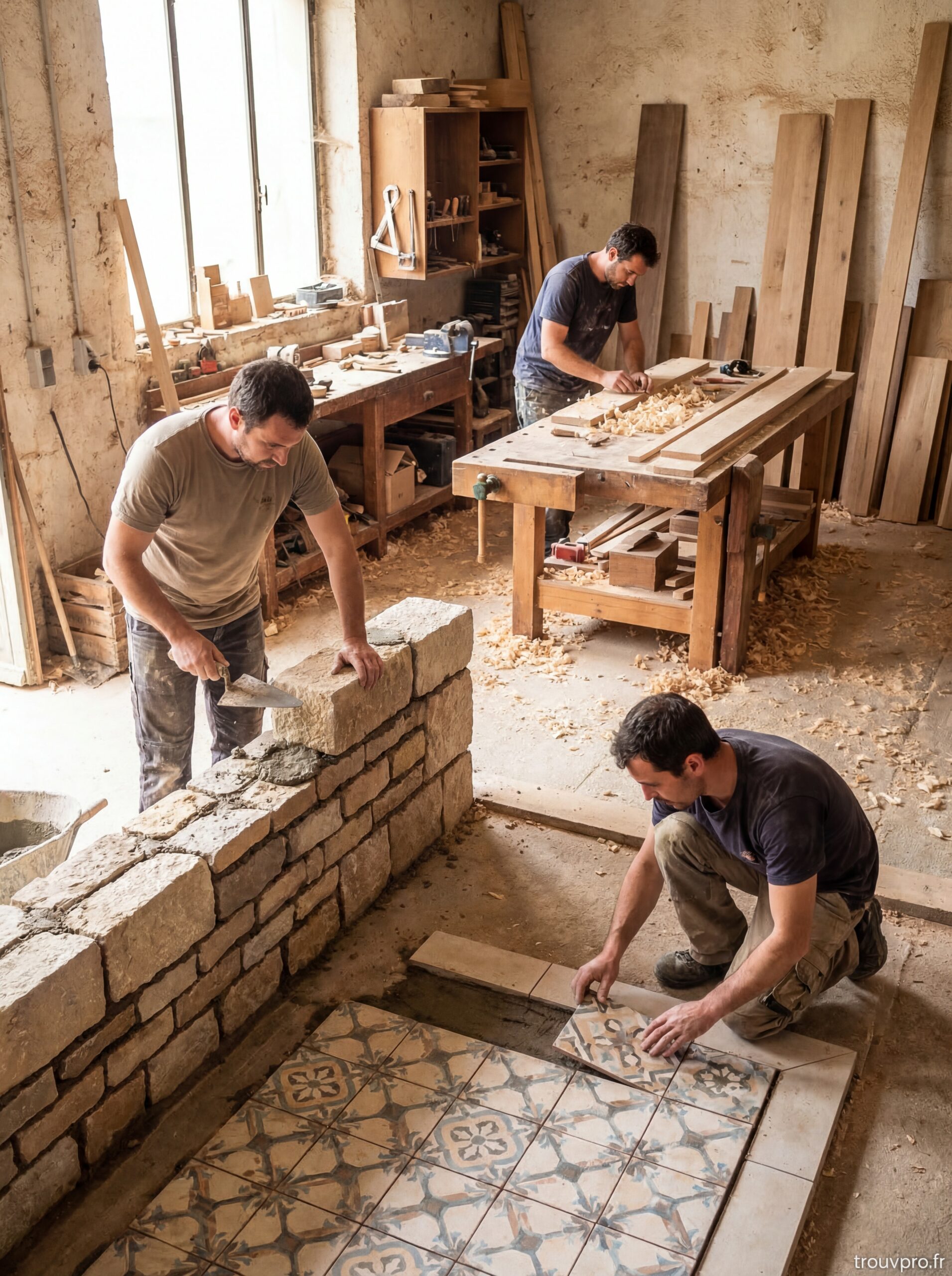 Maçons, carreleurs et ébénistes : le savoir-faire artisanal