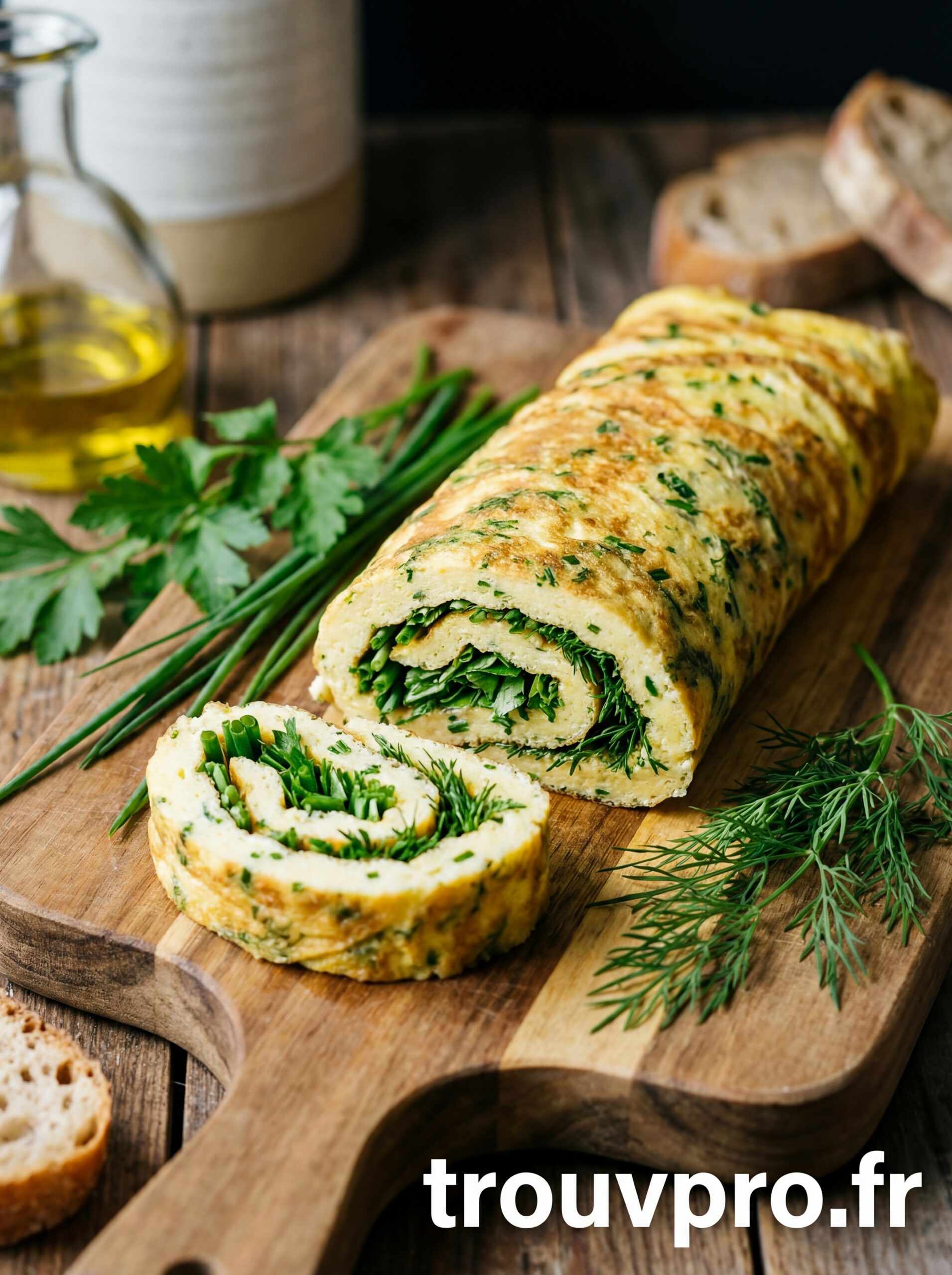 Omelette roulée aux herbes