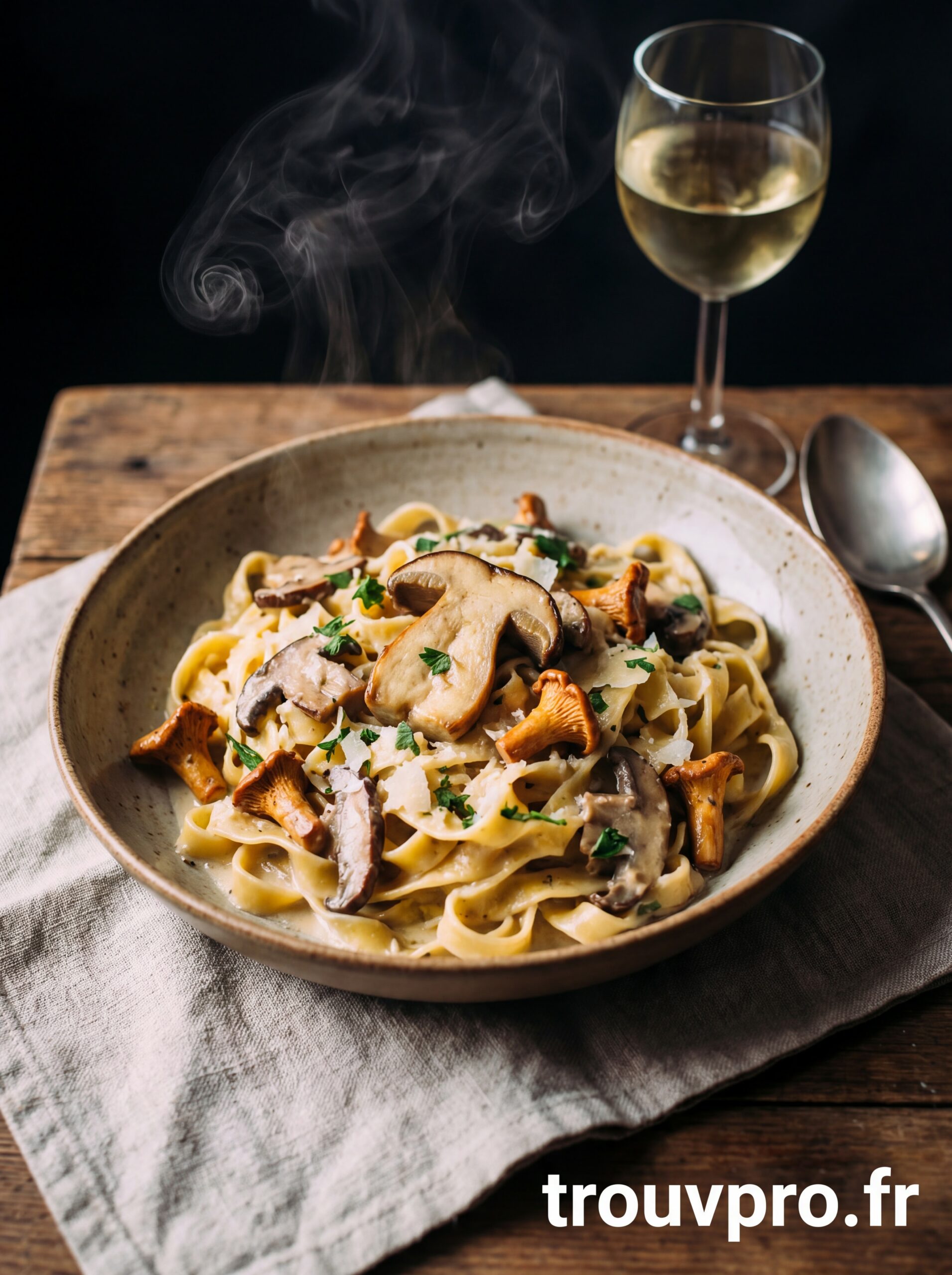 Pâtes à la crème et champignons