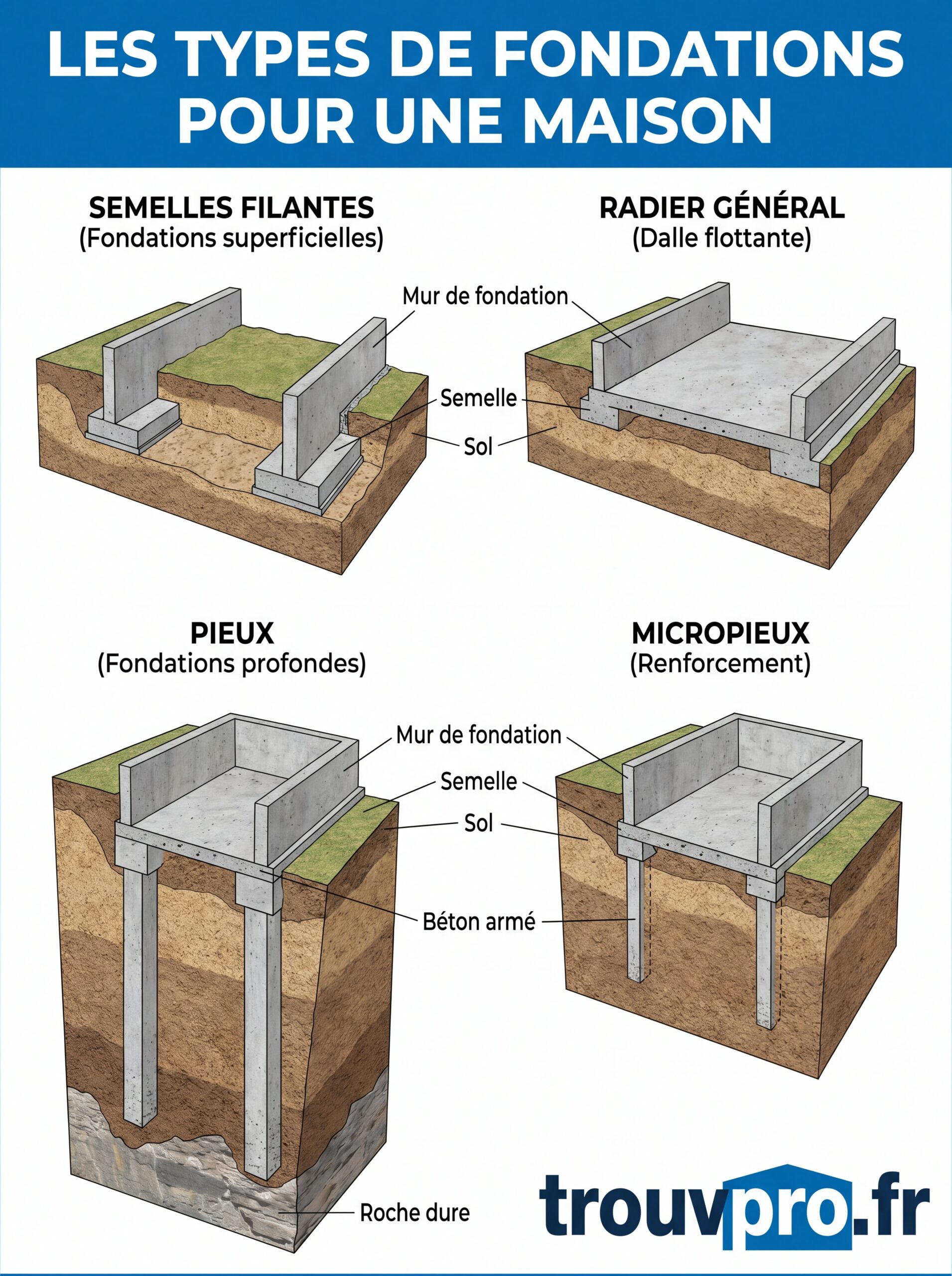 Les types de fondations pour une maison