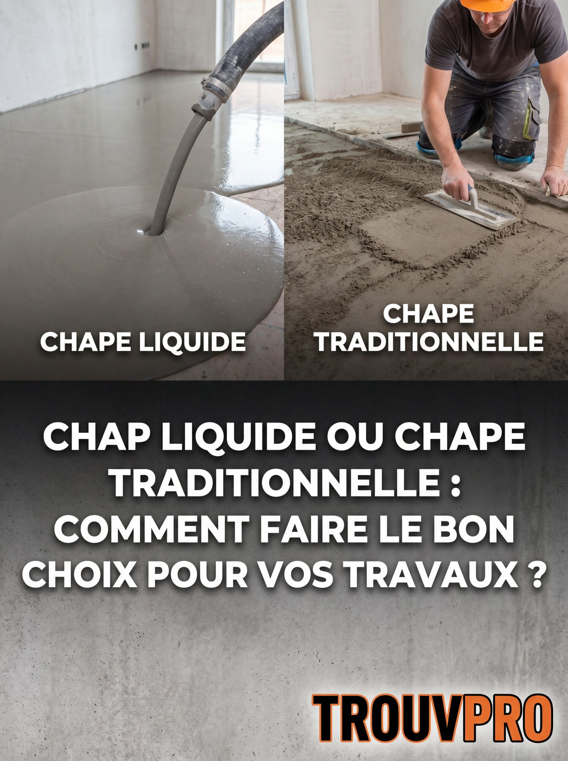 Chape liquide et chape traditionnel