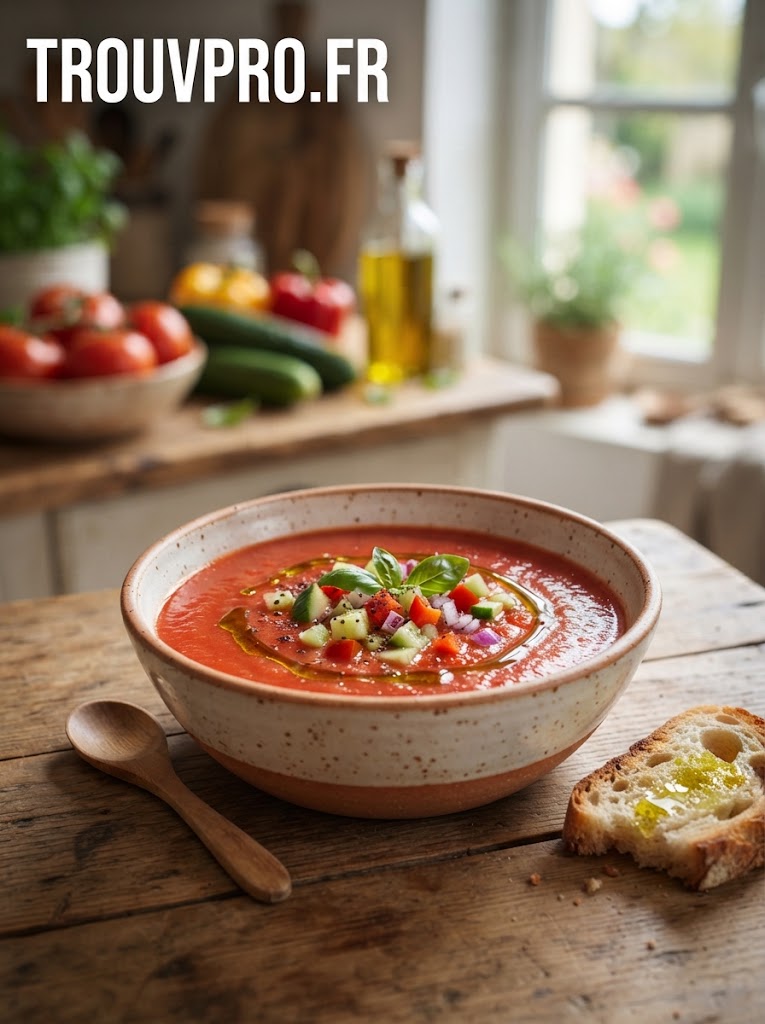 Gazpacho maison : une soupe froide fraîche, colorée et pleine de saveurs